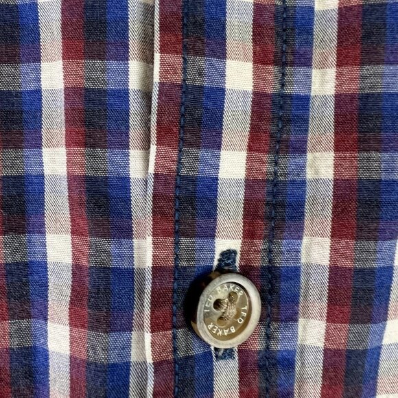 Ted Baker Blue & White Gingham Plaid Dress Shirt - Picture 8 of 13